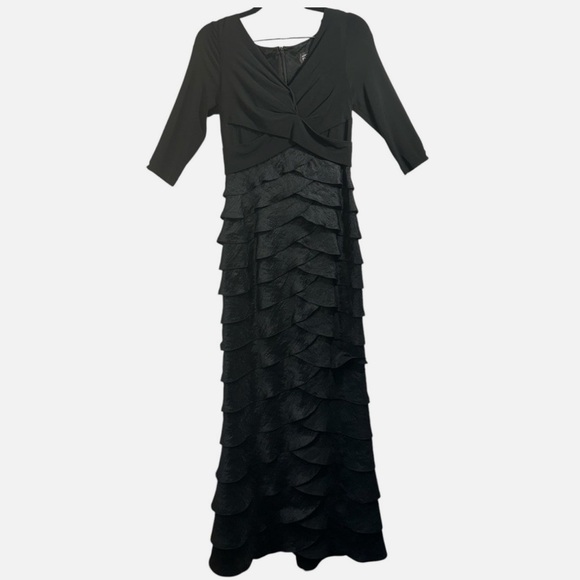 Adrianna Papell Matte Jersey & Hammered Satin Long Maxi Formal Gown Sz 10 - Picture 3 of 9